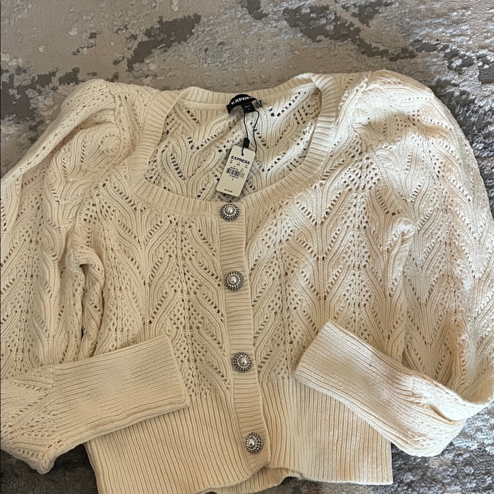 Express Cream Knit Cardigan